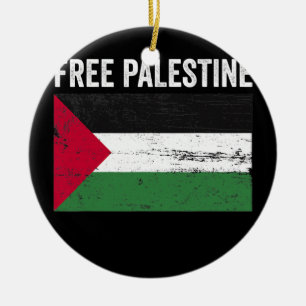 Palestinefrihet Palestina Flagga Arabiska Vintagen Julgransprydnad Keramik