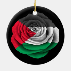 Palestinierroflagga på svart julgransprydnad keramik