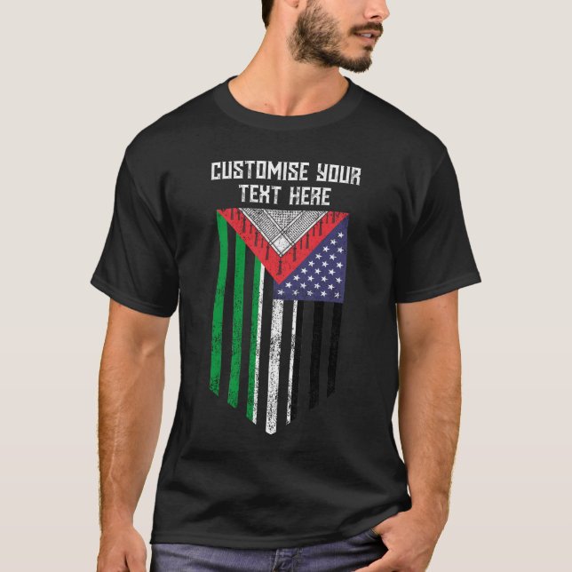 Palestinsk amerikansk flagga - Spara Palestina T-s T Shirt (Framsida)