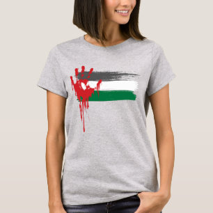 Palestinsk Blodfläckig Flagga T-Shirt – Grunge