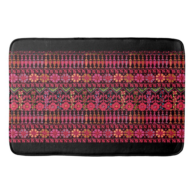 Palestinsk broderi Tatreez tryckt design Badrumsmatta (Framsidan)