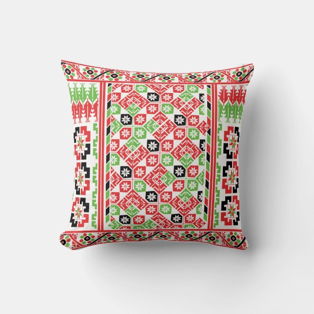 Palestinsk broderi Tatreez tryckt design Kudde (Framsida)