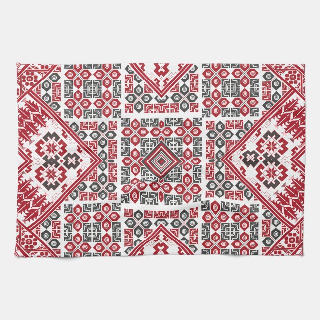 Palestinsk broderimönster 2 kökshandduk (Horisontell)