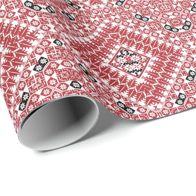 Palestinsk broderimönster 3 Kastkudde Presentpapper (Rullad Hörn)