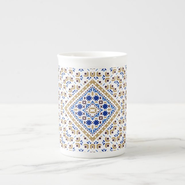 Palestinsk broderimönster tryckt design benporslin mugg (Framsidan)