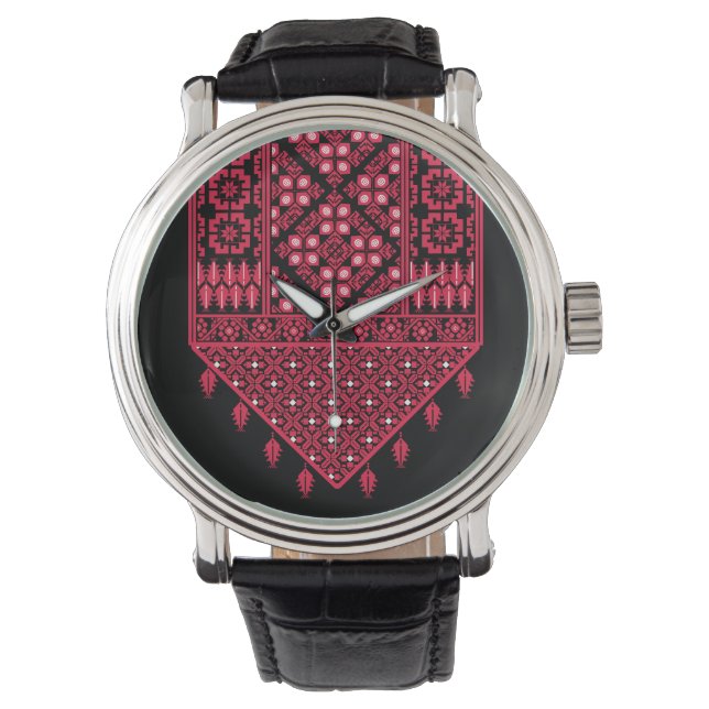 Palestinsk Embroidery Tatreez-tryckt design Armbandsur (Framsida)