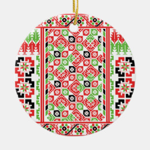 Palestinsk Embroidery Tatreez-tryckt design Julgransprydnad Keramik