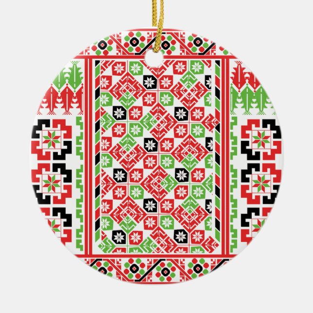 Palestinsk Embroidery Tatreez-tryckt design Julgransprydnad Keramik (Framsidan)