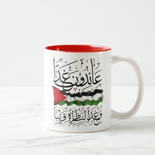 Palestinsk Flagga Arabisk kalligrafi Två-Tonad Mugg (Höger)
