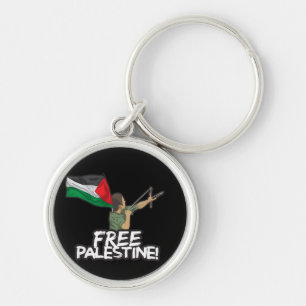 Palestinsk-flagga-palestiniernas frihet rund silverfärgad nyckelring