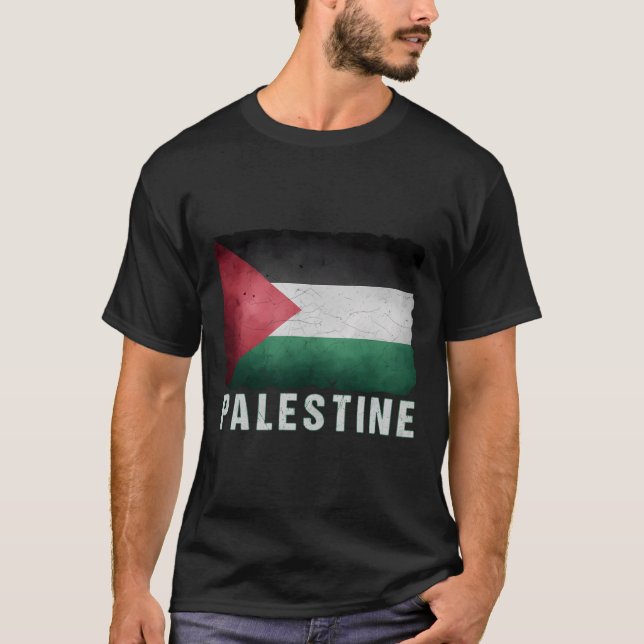Palestinsk Flagga Shirt-Palestine-Flagga-Långärmad T Shirt (Framsida)
