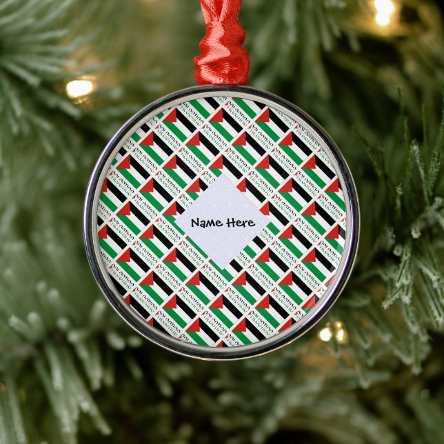 Palestinsk Flagga, svart, svart Julgransprydnad Metall (Träd)