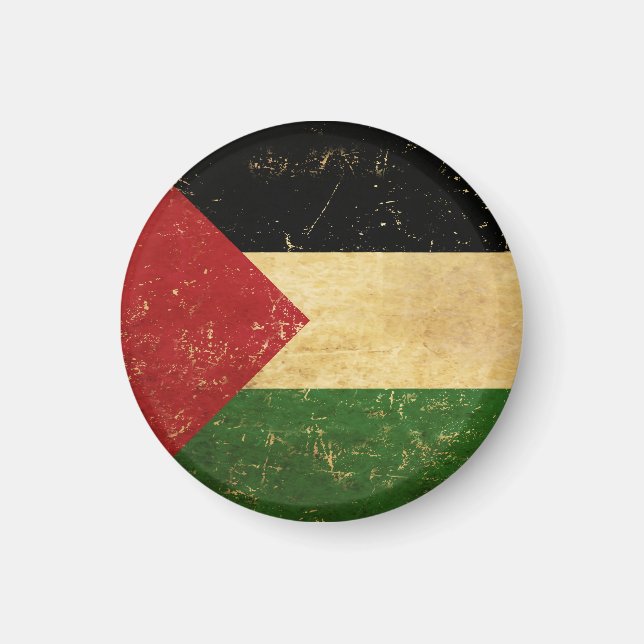 Palestinsk flagga vintage grunge magnet (Framsidan)