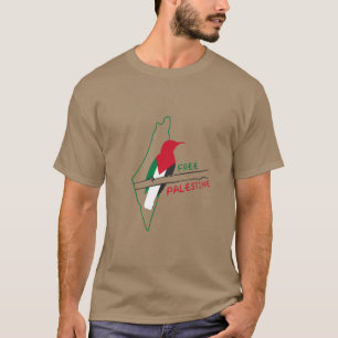 Palestinsk flaggkarta fågel t shirt