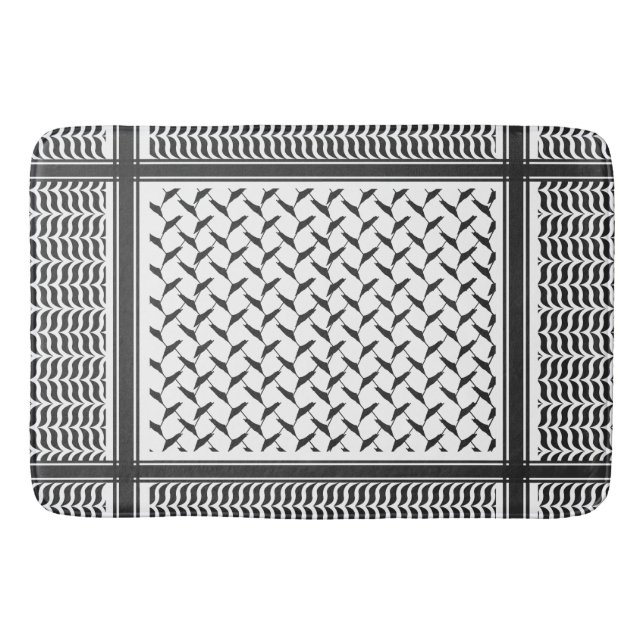 Palestinsk Joranian kuffiya black & white Scheme a Badrumsmatta (Framsidan)