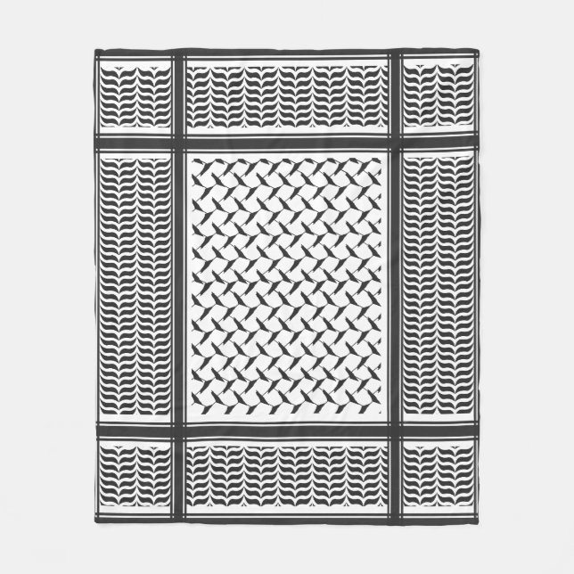 Palestinsk Joranian kuffiya black & white Scheme a Fleecefilt (Framsidan)