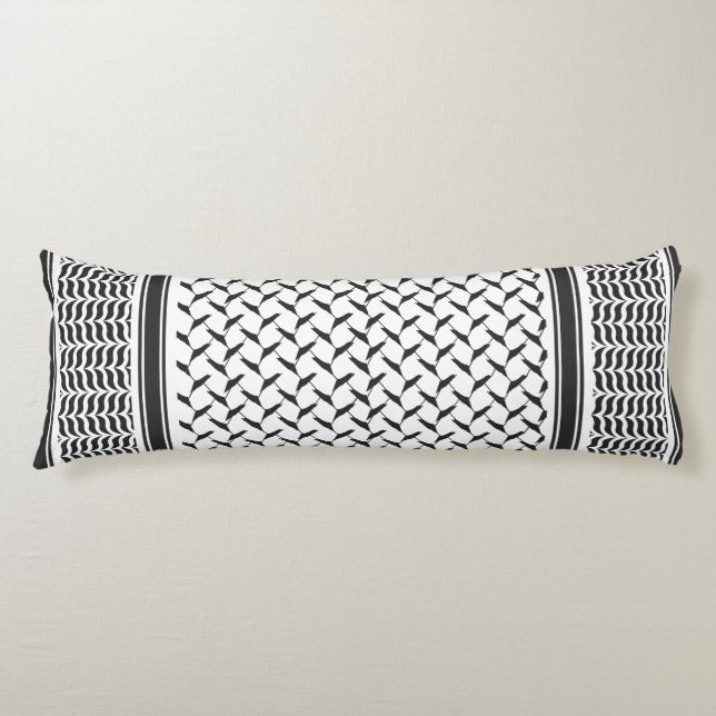 Palestinsk Joranian kuffiya black & white Scheme a Kroppskudde (Framsidan)