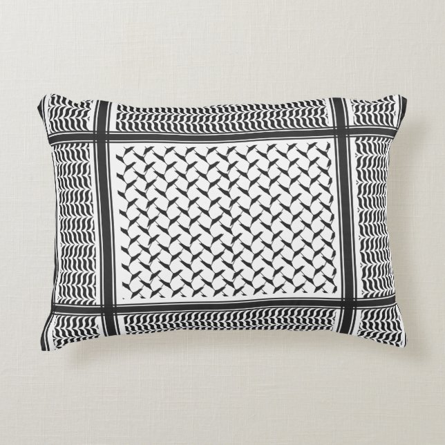 Palestinsk Joranian kuffiya black & white Scheme a Prydnadskudde (Framsidan)