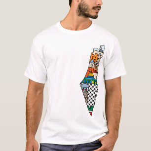 Palestinsk kolorös Karta Palestine Kufiya Mönster T Shirt