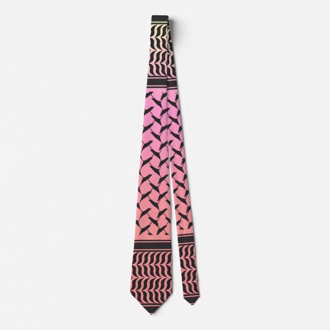 palestinsk kuffiya Rosa Rosa och Korall Slips (Framsida)