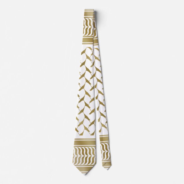 Palestinsk Kuffiyeh Guld och vit Slips (Framsida)