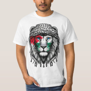 Palestinsk lejon – Keffiyeh & Palestinas flagga T Shirt