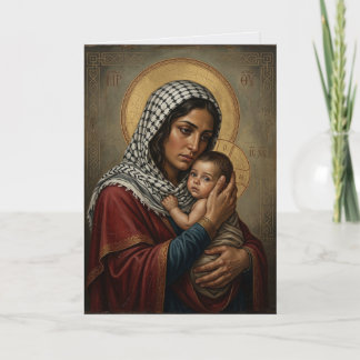Palestinsk Maria Jesus Bysantinsk Ikon Jul Kort