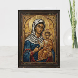 Palestinsk Maria Jesus Östortodox ikon Kort