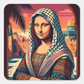 Palestinsk Mona lisa Fyrkantigt Klistermärke