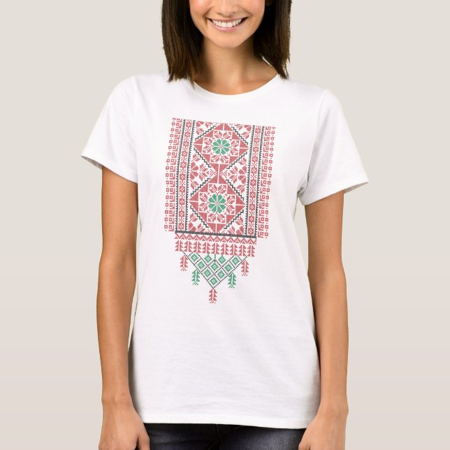 Palestinsk-realistisk tatuering Palestina Embroide T Shirt (Framsida)