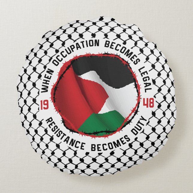 Palestinsk solidaritet Palestina Kufiya-motståndet Rund Kudde (Baksidan)
