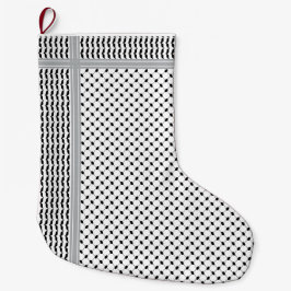 Palestinsk svart-vit keffiyeh-strumpa stor julstrumpa