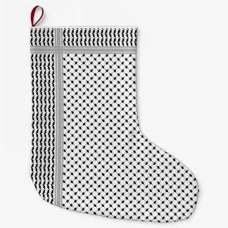 Palestinsk svart-vit keffiyeh-strumpa stor julstrumpa