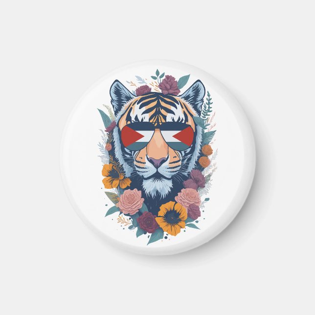 Palestinsk tiger - Palestinska FLAGGA Magnet (Framsidan)