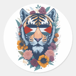 Palestinsk tiger - Palestinska FLAGGA Runt Klistermärke