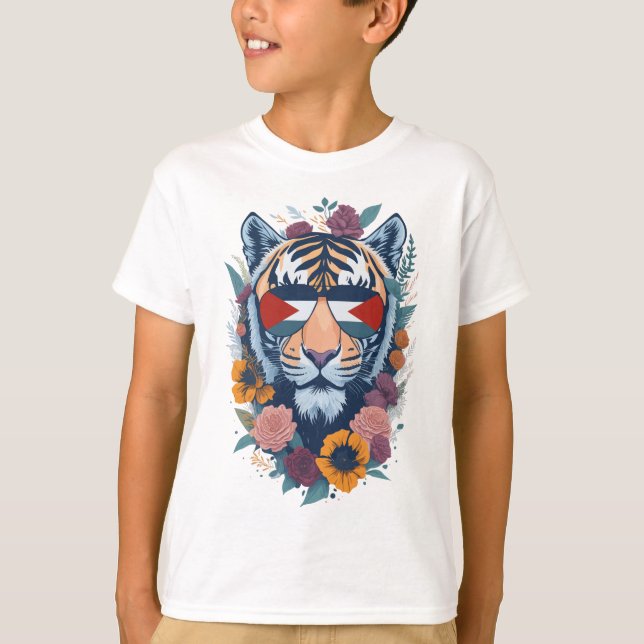 Palestinsk tiger - Palestinska FLAGGA T Shirt (Framsida)
