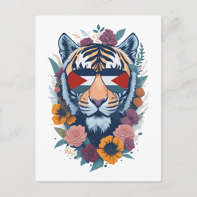 Palestinsk tiger - Palestinska FLAGGA Vykort (Framsida)