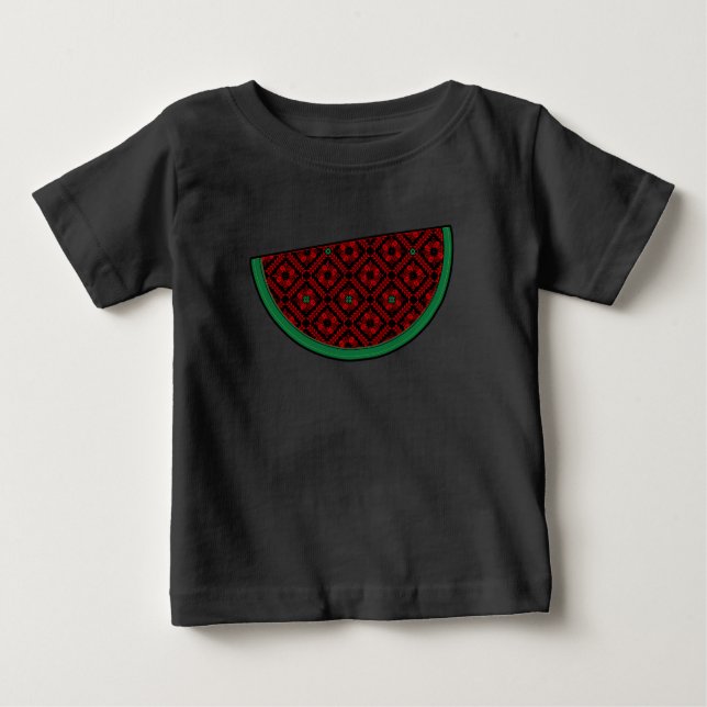 Palestinsk vattenmelon Broderi röd tatreez T Shirt (Framsida)