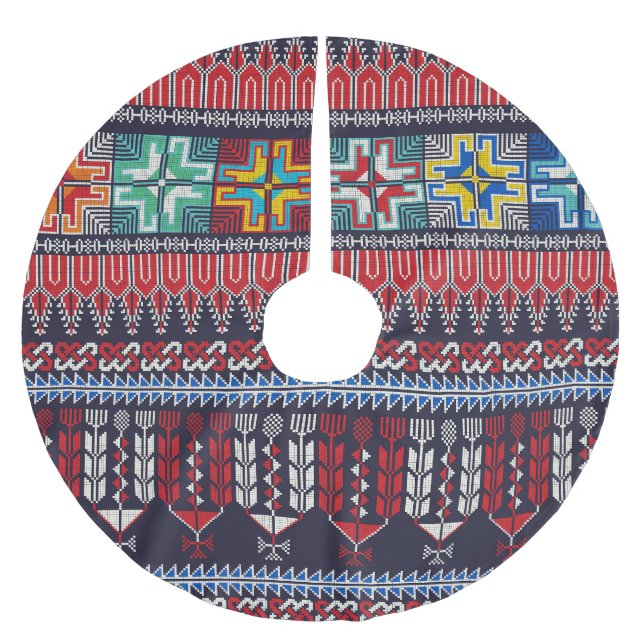 Palestinska broderiet Motif Mönster. Julgransmatta Borstad Polyester (Framsidan)