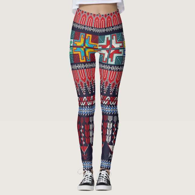 Palestinska broderiet Motif Mönster. Leggings (Framsida)