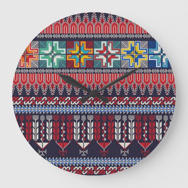 Palestinska broderiet Motif Mönster. Stor Klocka (Framsida)