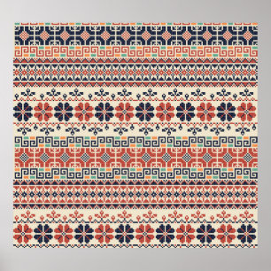 Palestinska brodery Motif: Traditional Beauty. Poster