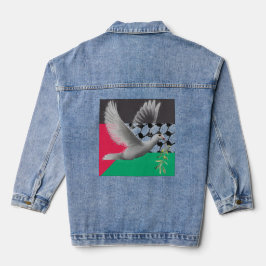 Palestinska duvan för fred Flagga Denim Jean Jacka
