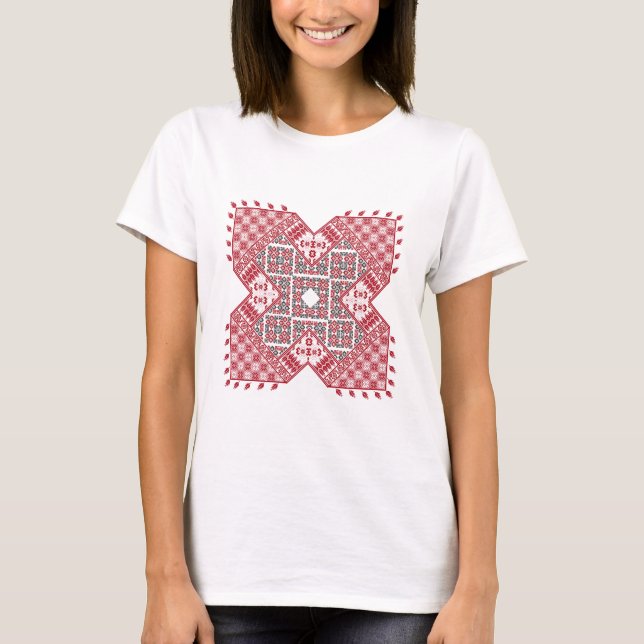 Palestinska Embroidery Mönster T Shirt (Framsida)