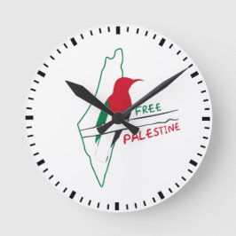 Palestinska fågelfågelfågeln flagga rund klocka