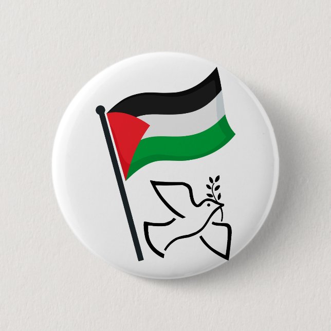 Palestinska Flagga ف ل س ط ي ن fredsduve | Gratis  Knapp (Framsida)
