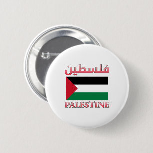 Palestinska Flagga ف ل س ط ي arabiska och engelska Knapp