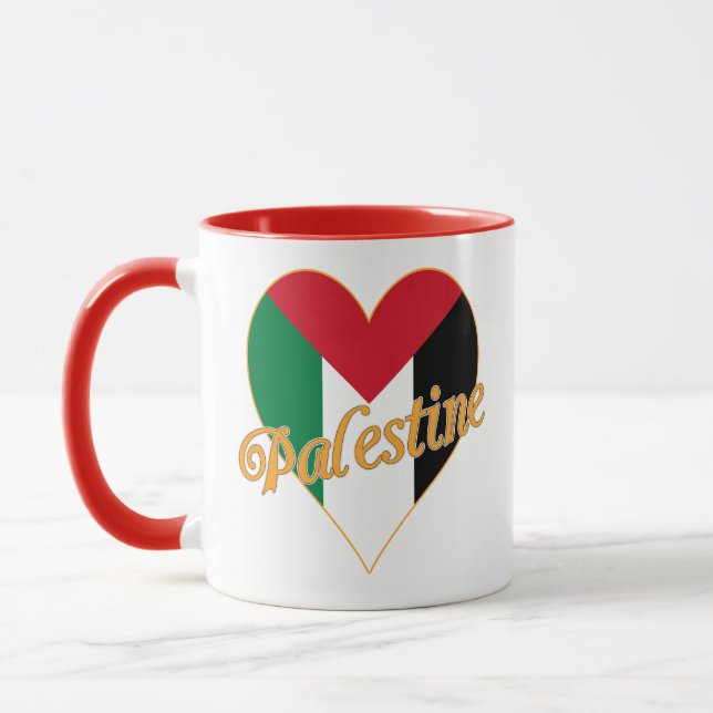 Palestinska Flagga ف ل س ط ي arabiska och engelska Mugg (Vänster)