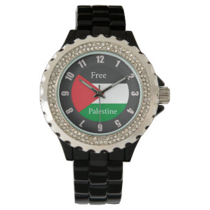 Palestinska flagga anpassade fria palestinska rund armbandsur