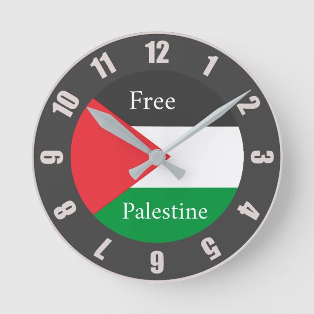 Palestinska flagga anpassat fritt Palestina Rund Klocka (Framsida)